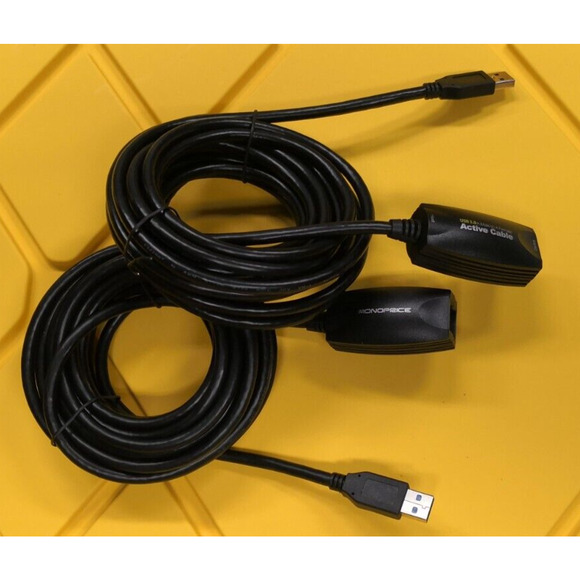 2pack- Monoprice USB-A to USB-A Female 3.0 Extension Cable - Active, Black, 15ft - Picture 4 of 7